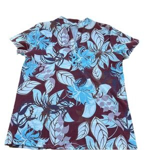 Liz & Lilli Women's Multicolor  Floral Short Sleeve Top Size 1X  Stretch C2-1